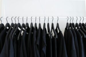 black clothes on hangers