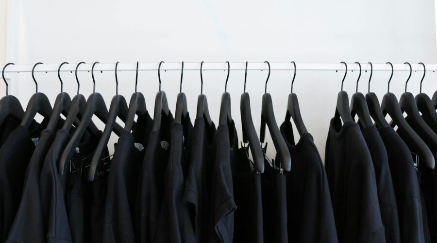 black clothes on hangers