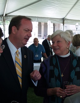 Parishioner Craig McKee helping represent Indiana at Major States Day, National Cathedral, 2007.
