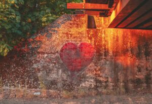 a heart painted on a wall