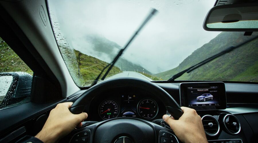 a person driving a car