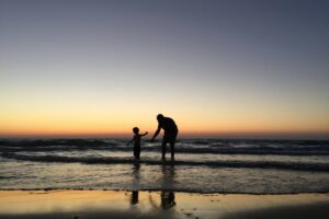 a man and kid in the water