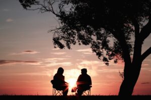 two people talking
