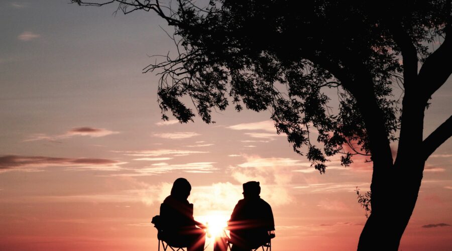 two people talking