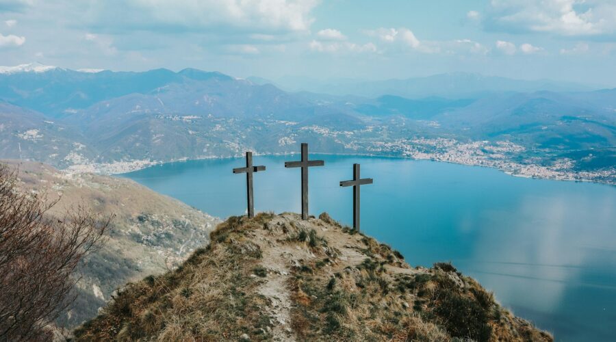 Three crosses on a hilltop
