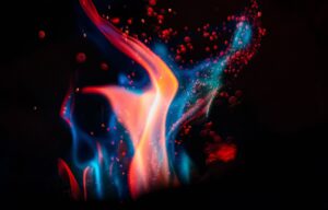 a photo of fire (in red and blue)